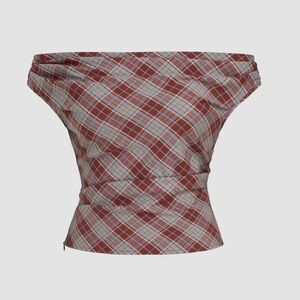 Plaid off the shoulder top